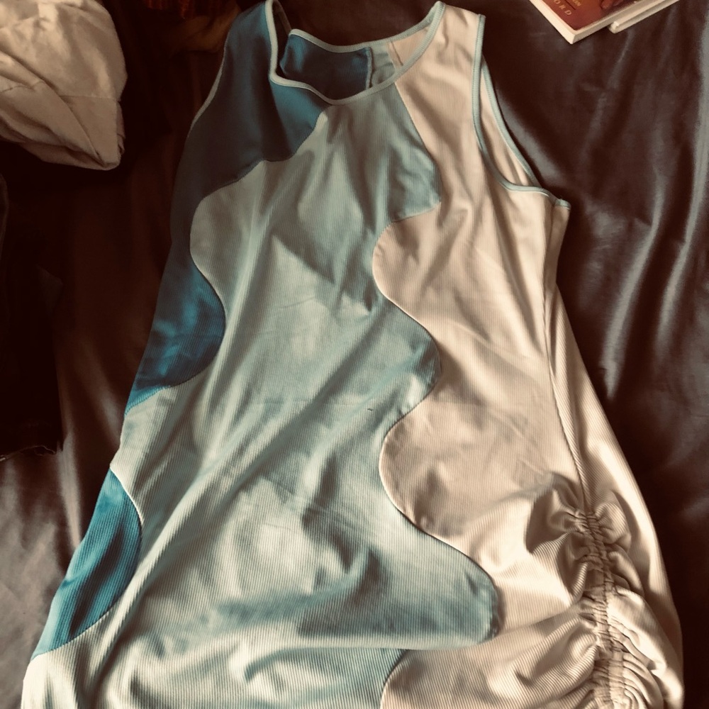 Blue and White Sleeveless Dress